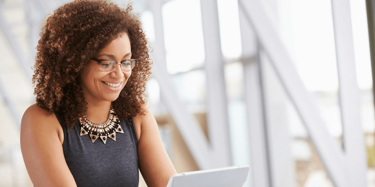 Woman looking at paper